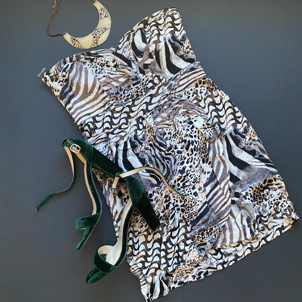 Animal Print Tube Mini Dress